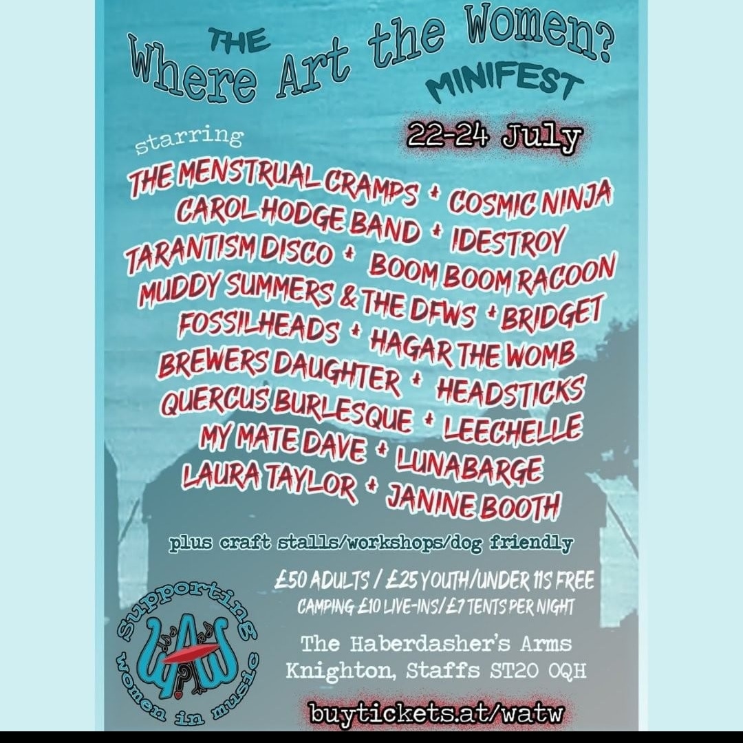 5 DAYS TO GO! 
Get your tickets now before you miss out on a weekend with this excellent Lineup! 

buytickets.at/watw 

 #womeninart #equalitymatters #equalityforall #womeninmusic #whereartthewomen #equality #womeninarts #livemusic #staffordshire #stafford #lichfield
