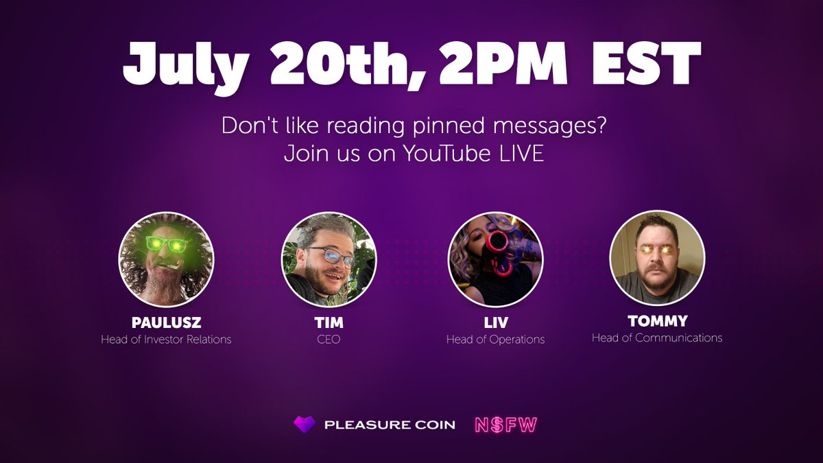 Pleasure_coin's tweet image. Join the Team on the 20th LIVE on YouTube

We'll update on all our Pleasure Platforms
 🪩  Pleasurely beta Social site
🎮Pleasureland #Metaverse 
🖼️PleasureNifty #NFTMarketplace 

Fueled by $NSFW #cryptocurrency 
youtube.com/c/PleasureNetw…

#altcoin #polygon #NFTs #Crypto