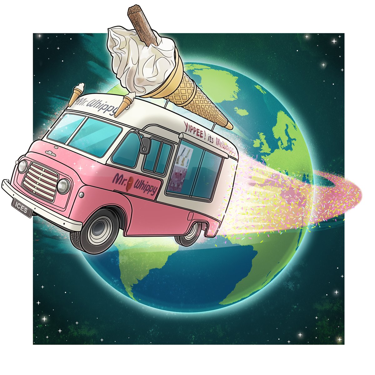 Here's my #illustration (done for fun) inspired by World Ice Cream Day. Which is today, 17th July... 

Keep safe in the heat and don’t let it melt.

#icecream #ice #flavour #vanilla #sun #heatwave #sunny #hot #climate #icecreamvan #world #cool #weather #illustrator #heat #retro