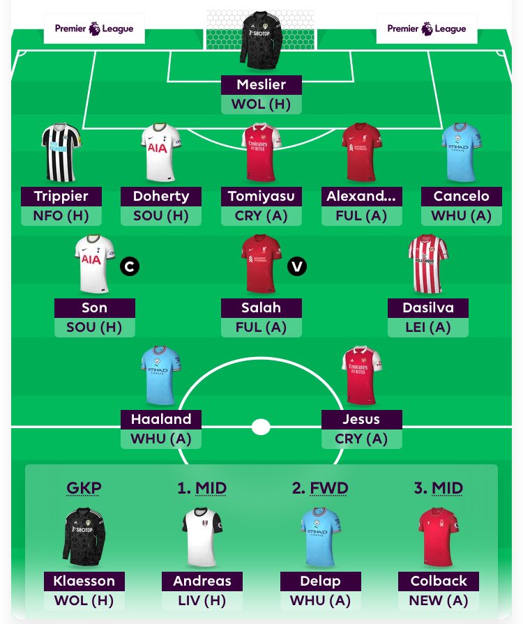 TheFPLPub's tweet photo. Is there any world in which having 3 ยฃ4.5m Midfielders is the play?
#fpl #fplcommunity #dasilva #colback #andreas #pereira #haaland #threemium #premium #fpldraft #salah #son #kane https://t.co/LZqMMJqrDG