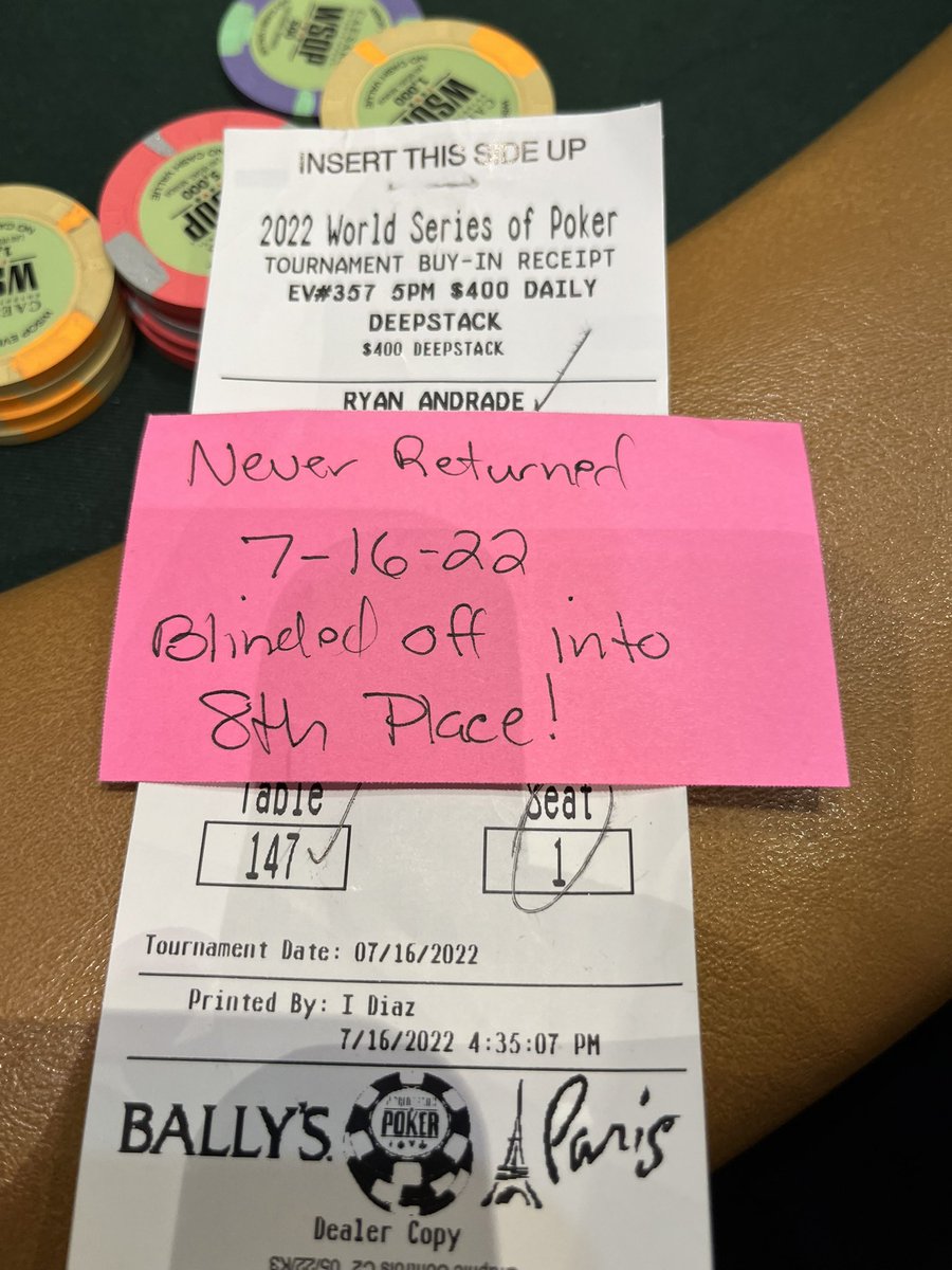 If anyone knows a Ryan Andrade that played tonight's 5pm $400 Daily Deepatack, you finished in the $