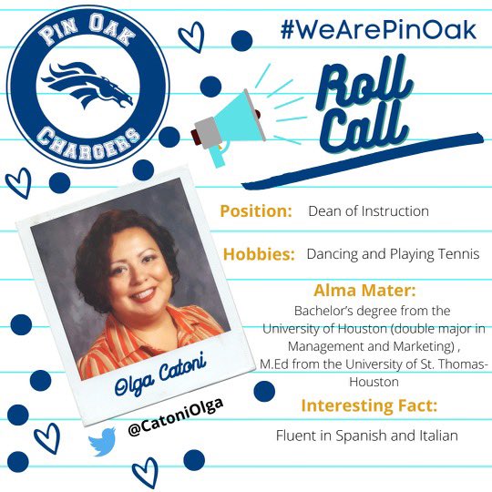 HISD_EAS_EDI's tweet photo. I’m excited to announce that #MrsCatoni, #MrsCruzJefferson, and #MsAnderson will join the Charger family for the 2022-23 school year. #WeArePinOak #ChargerNation #ProudPrincipal https://t.co/0Uz7TpkgOI