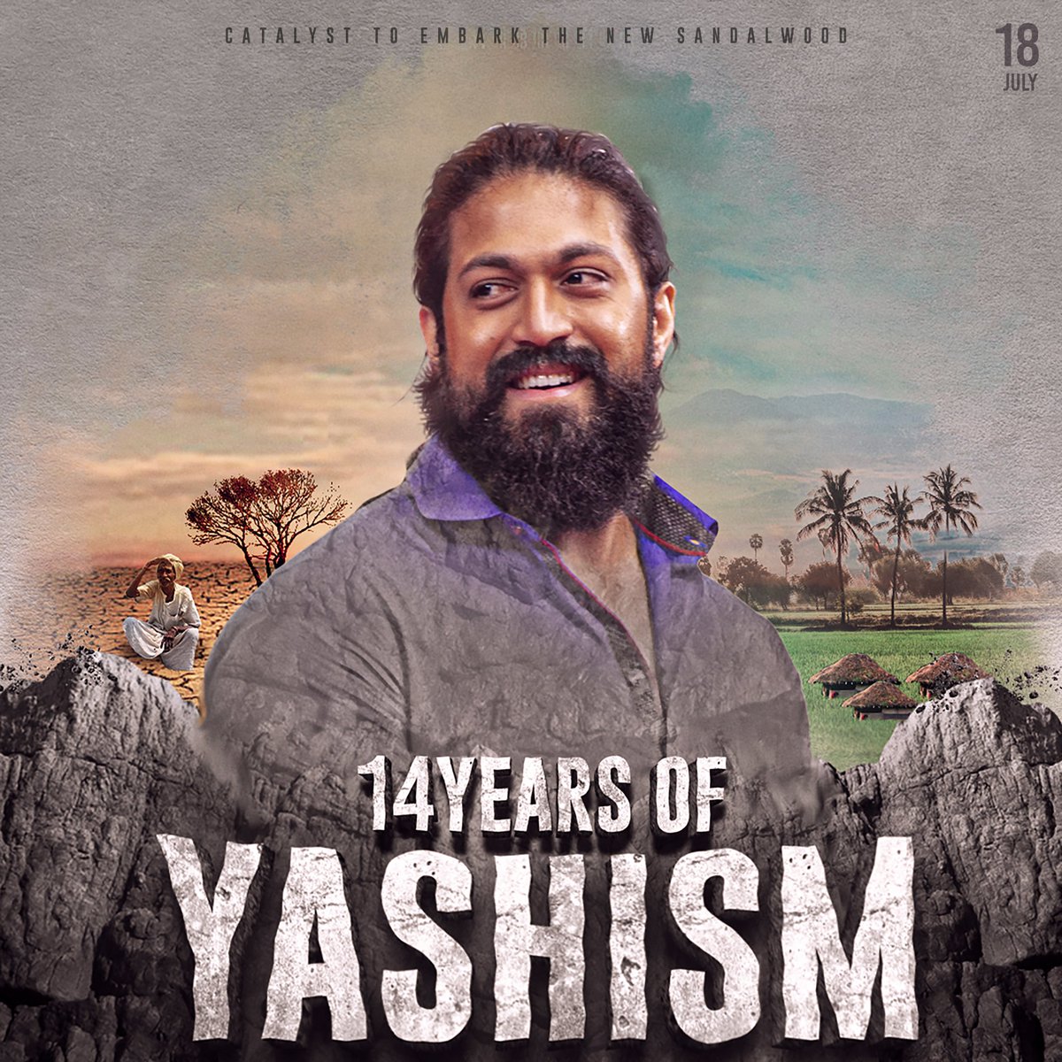 BRSYFC's tweet photo. He alone is the architect of what he is,his glaring image today is the reflection of his sweat from yesterday's hardwork,his journey is the industry's revolution &amp; his name is the 𝐄𝐦𝐛𝐥𝐞𝐦 𝐨𝐟 𝐒𝐚𝐧𝐝𝐚𝐥𝐰𝐨𝐨𝐝❤@TheNameIsYash 

" 14 YEARS OF YASHISM "
#YashBOSS #Yash19 https://t.co/SGXNKGoV5W