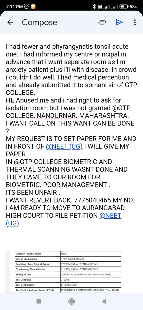 Sushiljain088's tweet photo. #NEETUG2022 @DG_NTA #NEETbadExam
@DrHeena_Gavit @InfoNandurbar @gtp college nandurbar bad management of #NEET Exam .i was ill i had prescription and also fewer was there during exam but in exam hall no thermal scanning proper guidline followed.@anubha1812 @AdvMamtaSharma 👇👇🙏 https://t.co/CRtFICsXVw