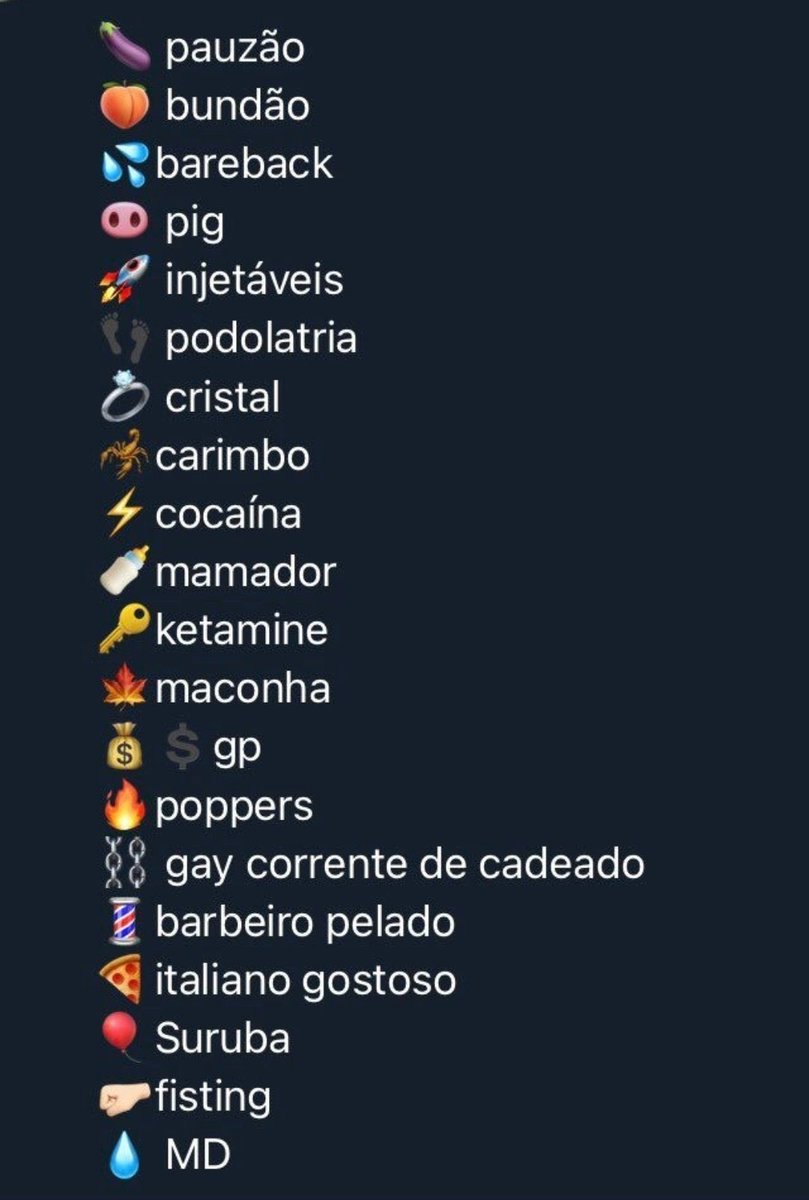 Olha o resuminho que fizeram dos emojis em app de pegação 🤓

Só tenho birra desse carimbo, nessa altura do campeonato. E sim, existem drogas muito mais perigosas e aditivas que outras. Tenham extremo cuidado e se informem. 

#reduçãodedanos #prevençãocombinada
