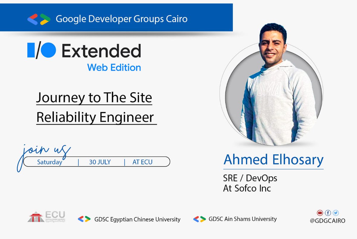 GDGCairo's tweet image. So It&apos;s time to introduce our Next Speaker  

@iahmedhosary will take us in a journey to The Site Reliability Engineer.

Reserve a seat Now For Free via this link :👇
forms.gle/vT5LBh11HAZi19…

#GDGCairo #IOExtended22 #IOExtendedWebEdition #IOExtended22Cairo #GoogleIO2022 #SRE