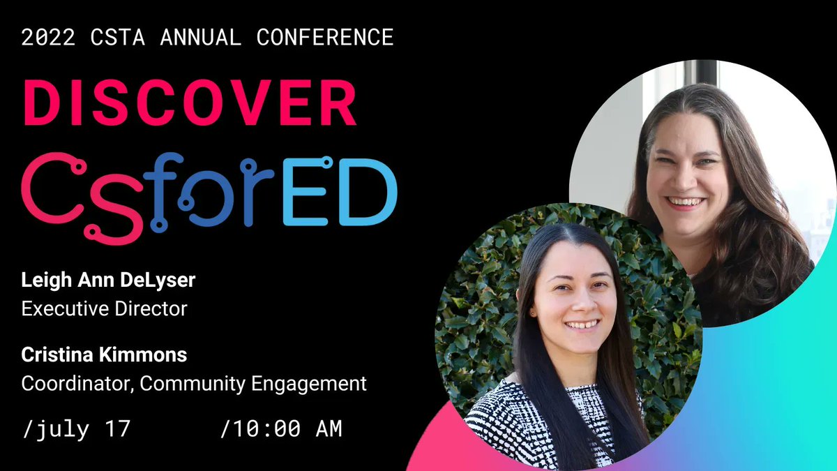 CSforALL's tweet photo. Did you know #CSforED launched last year? With an initial round of $20M of private investments to four schools of education, we work to prepare tomorrow's #CSEd teachers of today. Stop by #CSTA2022 booth 606 at 10 AM to learn more with #CSforALL's Cristina Kimmons and @lsudol. https://t.co/SKPLegVKko
