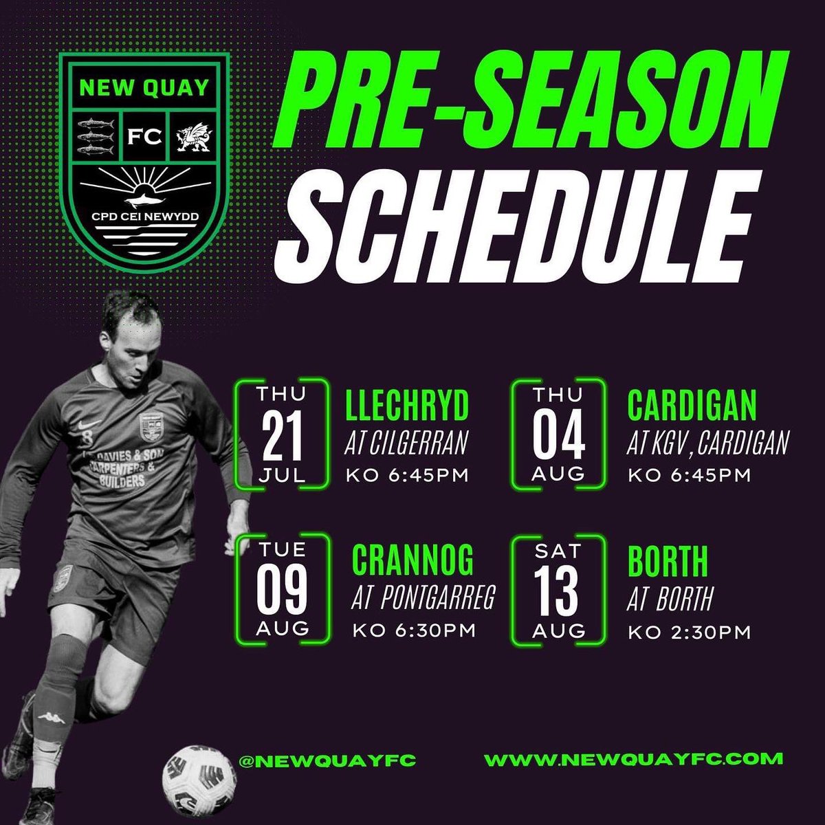 New Quay FC Pre-Season Schedule:

#MackerelMen 🟢⚫️⚽️🎣
#MoreThanAFootballClub 

<a href="/SCards_Football/">Ceredigion League</a>