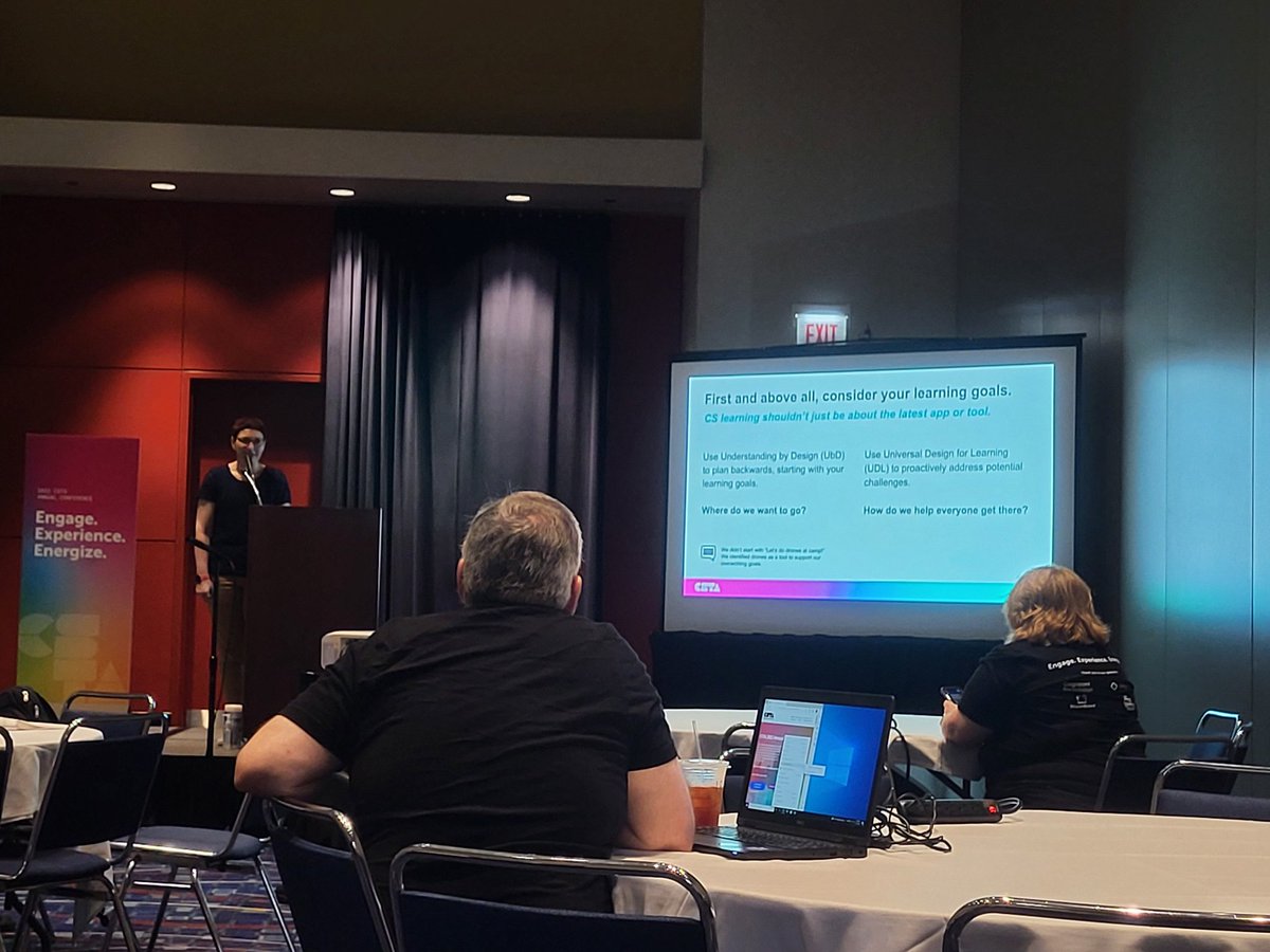 "Paying attention is NOT the same as engagement."

Wrapping up #CSTA2022 w/ <a href="/pattanupdates/">PaTTAN</a> reminding us to define learning goals BEFORE diving in to keep students engaged, esp when virtual !