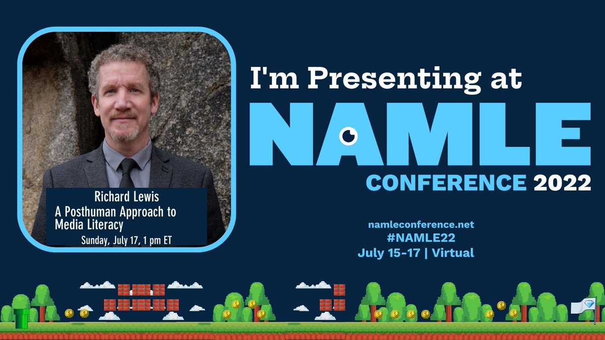 Looking forward to presenting at #NAMLE22 today (1:10pm ET). I will be discussing my posthuman approach for teaching media literacy (and sharing the downloadable resources). I hope to see you there!