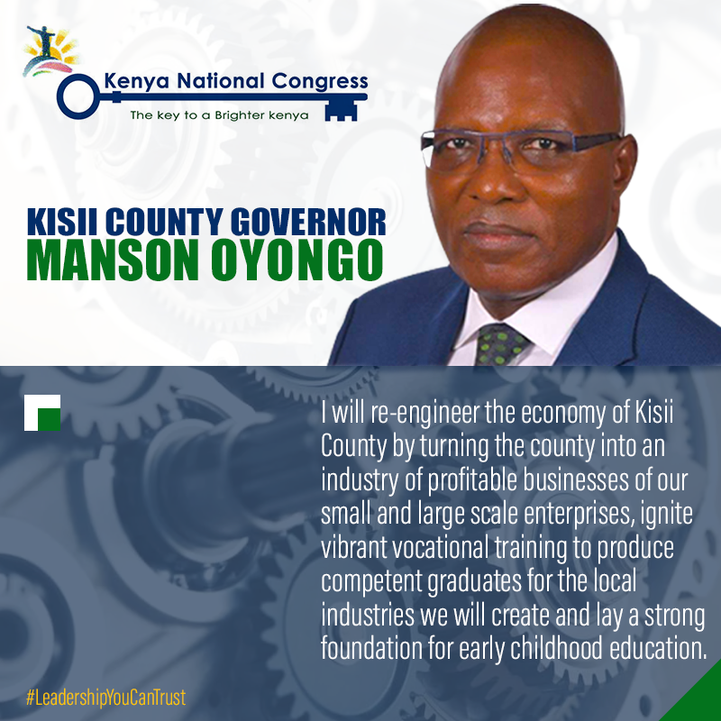 MansonOyongo's tweet photo. I'll re-engineer Kisii economy by turning it into an industry of profitable businesses of our small scale enterprises and ignite vocational training to produce graduates for local industries we will create.
#oyongokisiigovernor 
#LeadershipYouCanTrust https://t.co/5lLFm5MNHG