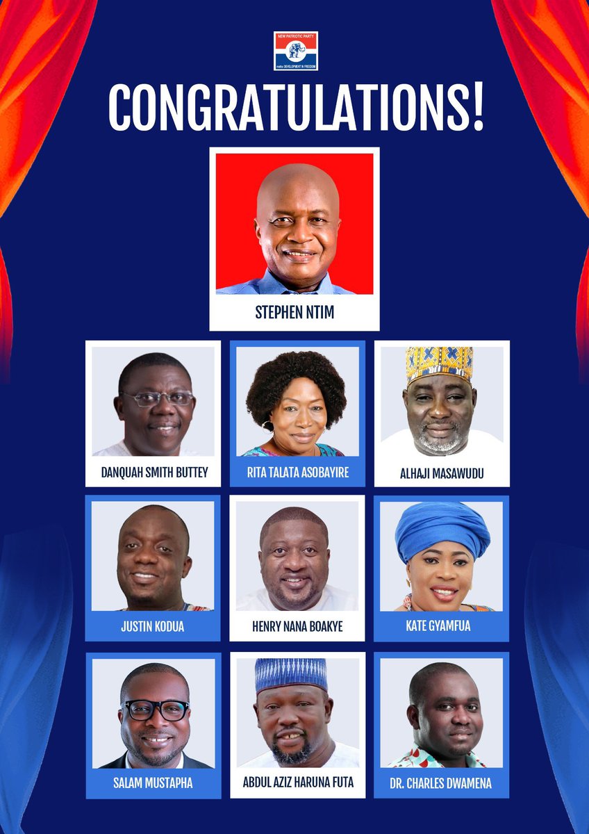 NAkufoAddo's tweet photo. I congratulate warmly the new National Chairman of the New Patriotic Party, Mr Stephen Ayesu Ntim, and the other National Officers who were elected at the Party’s National Delegates’ Conference, held at the Accra Sports Stadium, on Saturday, 16th July, 2022. https://t.co/48LKDrEHUS