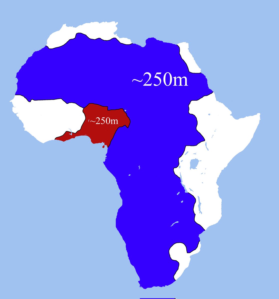 These two areas of Africa have roughly equal populations