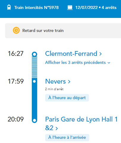 Sebourg's tweet photo. @SNCF Bjr, à la réservation l'Intercités n°5978 est censé arriver en gare de PARIS Bercy à 19h57. Cependant sur le suivi de train pr ce trajet, je vois que le train arrive en gare de Lyon avec plus de 10mn de retard. Dans quel gare dois-je m'attendre à arriver ? https://t.co/7UVtMGULOs