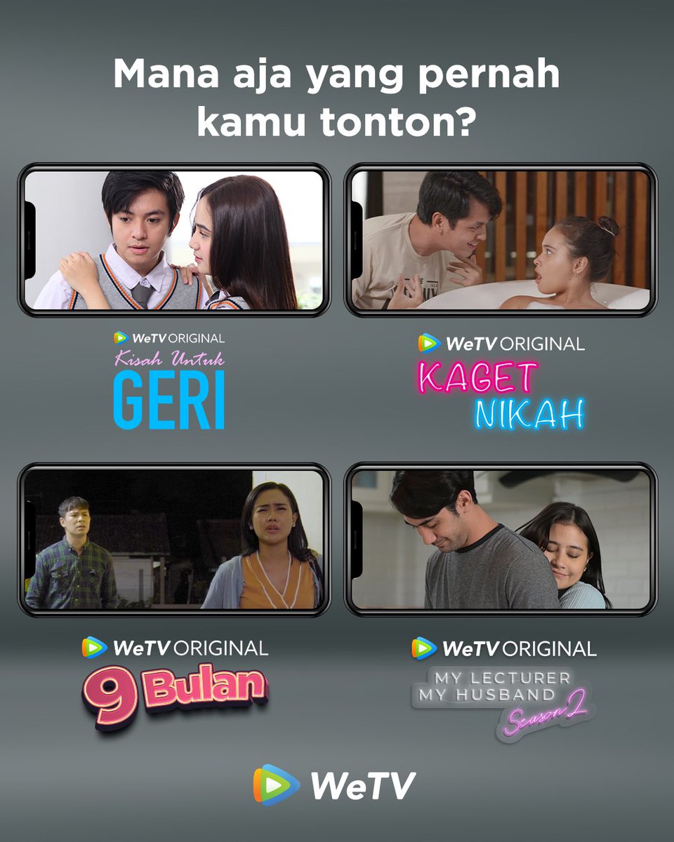 WeTVIndonesia's tweet photo. Favorit semua ini, kalian wajib nonton!
#NontonDiWeTV #WeTVIndonesia #WeTVID #WeTVOriginal #KisahUntukGeri #MyLecturerMyHusband #KagetNikah #9Bulan https://t.co/Qxg4dt1GC0