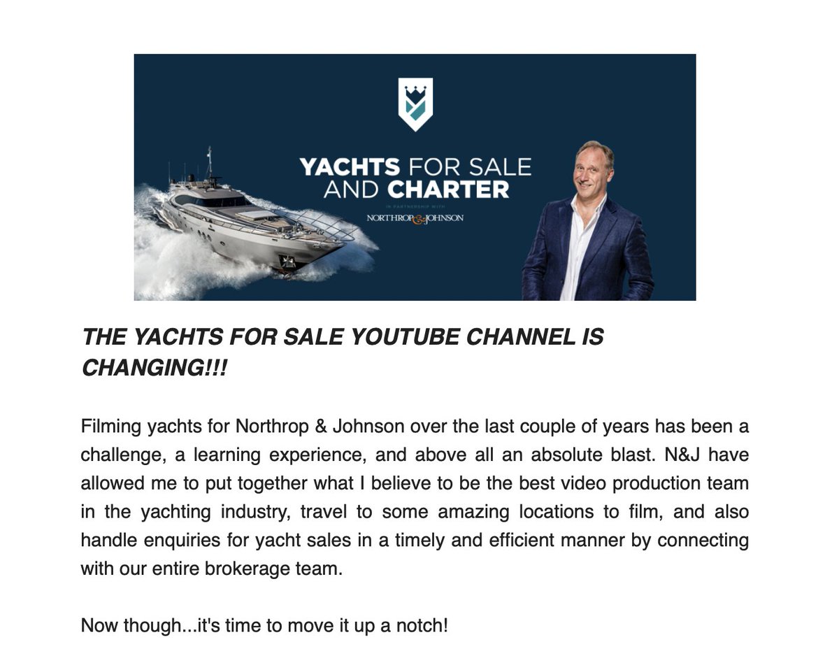 It's time for change!

If you follow the Yachts For Sale YouTube channel you'll be excited to hear about what lies ahead!
Take a look at yachtsforsaleblog.com to subscribe to the INSIDE INFO newsletter and be the first to know about the exciting plans underway!!!