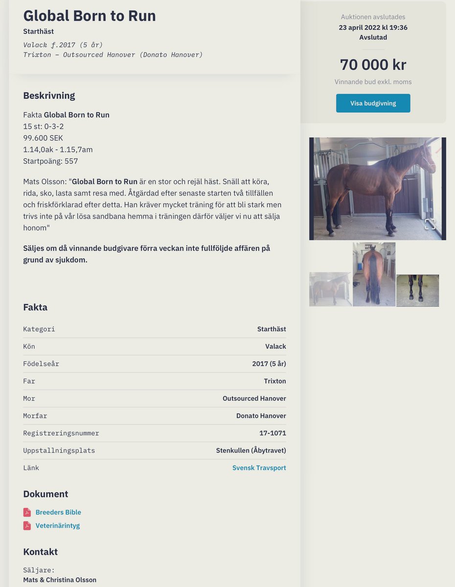 Bra jobbat av familjen Åke, Pia, Marika och Isabell Eriksson med <a href="/TraveraN/">travera.nu</a> köpet Global Born to Run som fram till idag var segerlös👏👏👏
Även bra ridit av <a href="/chris_hande/">Christina A. Hande</a> 👍