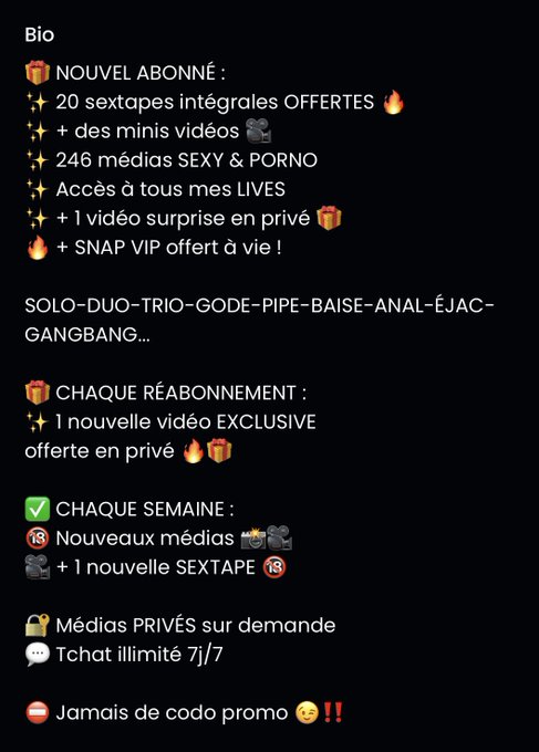 Abonne-toi tu vas devenir fou avec mes vid&eacute;os &hellip; 🥵 rejoins-moi vite pour pleins de surprises !!! 🔞😉  https://t<a href="/tag/snapchat"class="tags"><span>#snapchat</span></a><a href="/tag/snaphot"class="tags"><span>#snaphot</span></a>