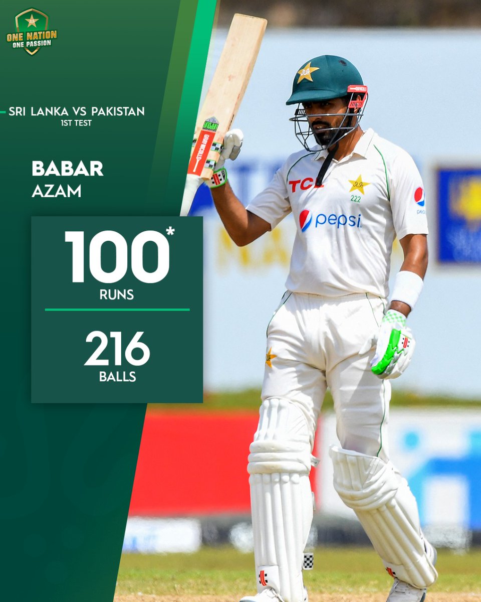 TheRealPCB's tweet photo. SENSATIONAL EFFORT 💥

@babarazam258 scores a special seventh Test 💯

#SLvPAK | #BackTheBoysInGreen https://t.co/oWHyasNwuM