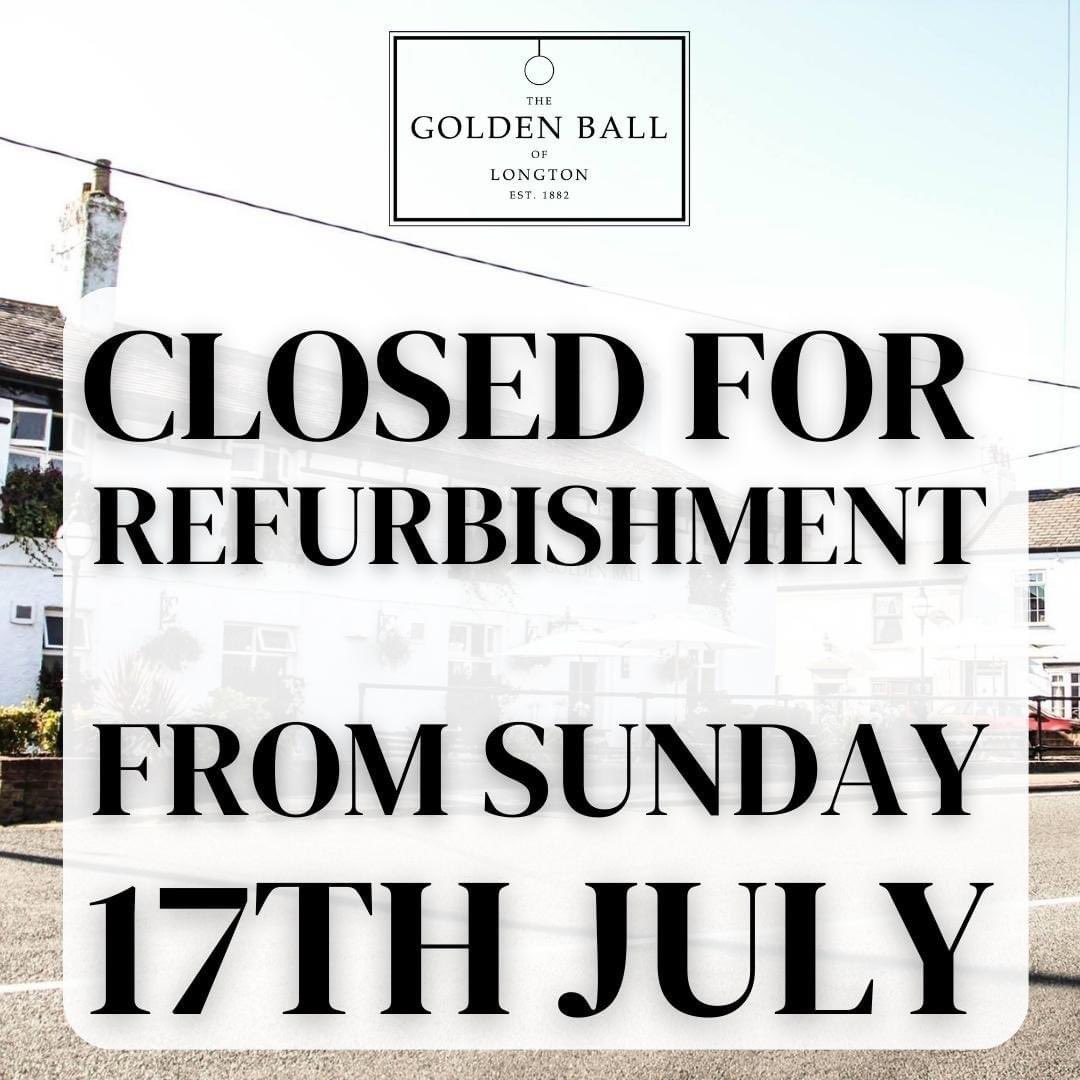 Exciting announcement: We are now currently closed for refurb for 4 weeks (approx) 
Full details on our facebook page: facebook.com/profile.php?id…