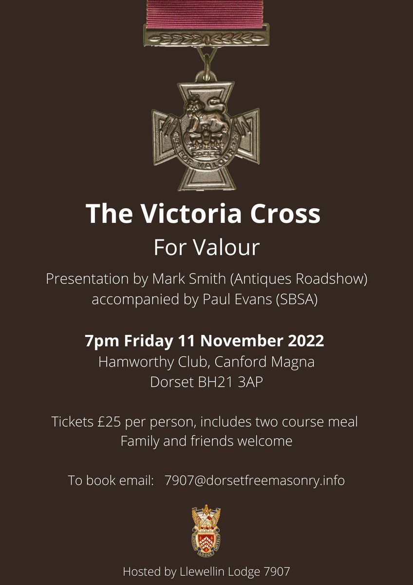 DorsetMason's tweet photo. For Valour - 90% of the tickets have sold. Please don’t leave it to the last minute. As well as the excellent presentation by Mark Smith, his colleague Paul Evans, will take you on an 80 year journey through the collections held at RM Poole.
https://t.co/7D466j1Vge https://t.co/B0AeyAl4QI