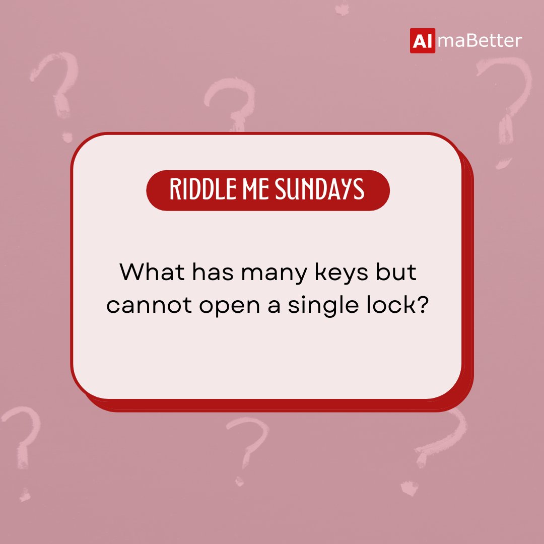 AlmaBetter's tweet photo. Can you crack this iteration of our #RiddleMeSundays? 😜
#datascientists #dataanalysis #dataanlytics #datadriven #datasciencecourses #dataintegration #datavisualization #quizoftheday #indianedtech #crypto #quizoftheweek #riddlemesundays #edtechindustry #edtech https://t.co/uBWUjhK4e7
