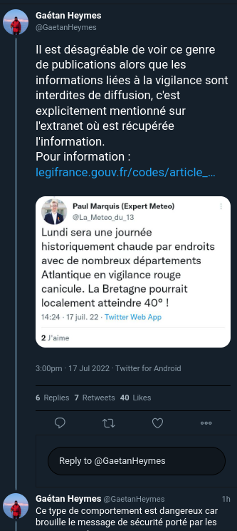 Cher @GaetanHeymes il faut arrêter chez MF de se croire aux services secrets. Ce matin j'étais en contact avec la séc. civile, tout le monde savait les couleurs à venir et rien de secret.
En quoi dire qu'il y aura du rouge brouille le message?
@metofficenews rouge depuis 3 jours!