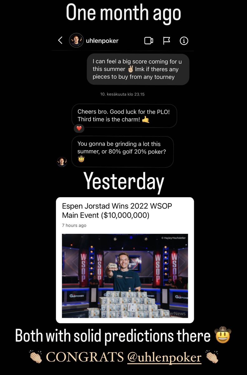 Reads 2/2 🏌🏽🤠 #WSOPMainEvent