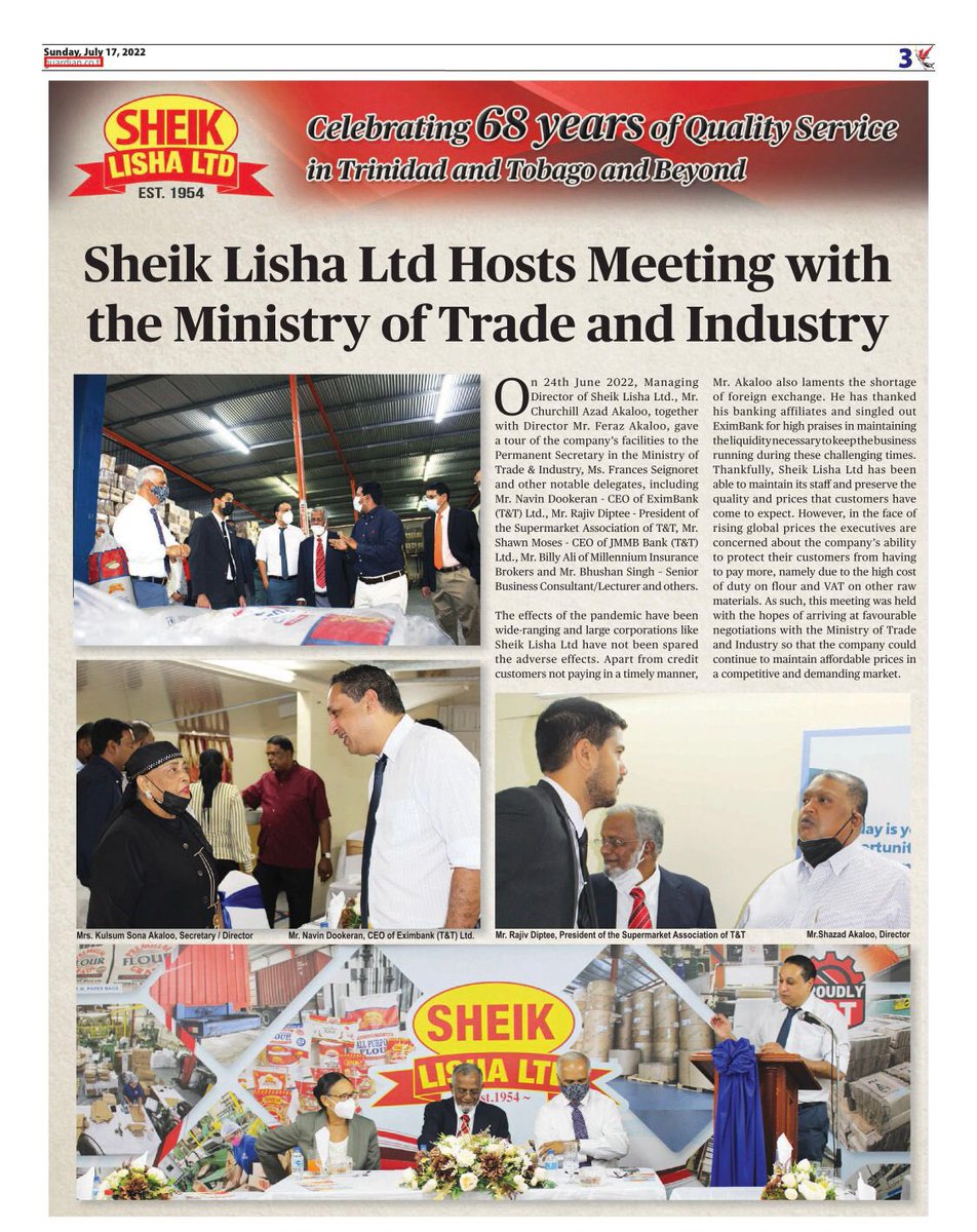 SATTfeed's tweet photo. Congratulations to Sheik Lisha on celebrating 68 years of quality service 🎉 #sheiklisha #trinidadandtobago #qualityservice #68yearsinbusiness #supermarketassociationoftrinidadandtobago https://t.co/h2cbvtPenU