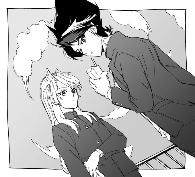 学パロのアロウ君とシュウビ
凄い一昔前の学園モノすぎて笑ってしまった 