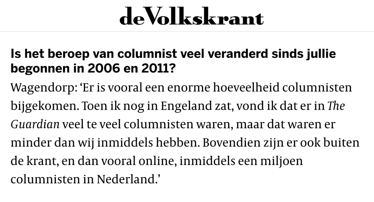 WdeGelder's tweet photo. Mooi, zelfs columnisten als @bertwagendorp steunen inmiddels de strijd tegen het columnisme. ER ZIJN VEEL TE VEEL COLUMNS! #columnisme #volkskrant https://t.co/z1O11apAx0