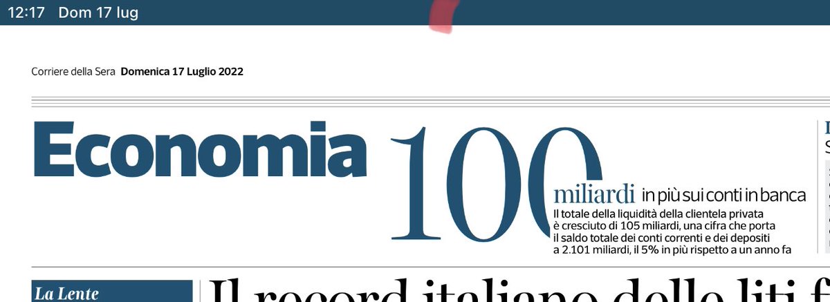 LizNeuhoff's tweet photo. Coincidenze. L’intelligente e puntuale @AlBrambilla fa una analisi dello sciocchezzario politico degli ultimi 3 anni (domani sul Corriere Economia) costato all’Italia ben 100 miliardi. Casualmente è la stessa cifra che ci troviamo in più sui conti correnti (Corriere oggi) https://t.co/gtoF6KljZn