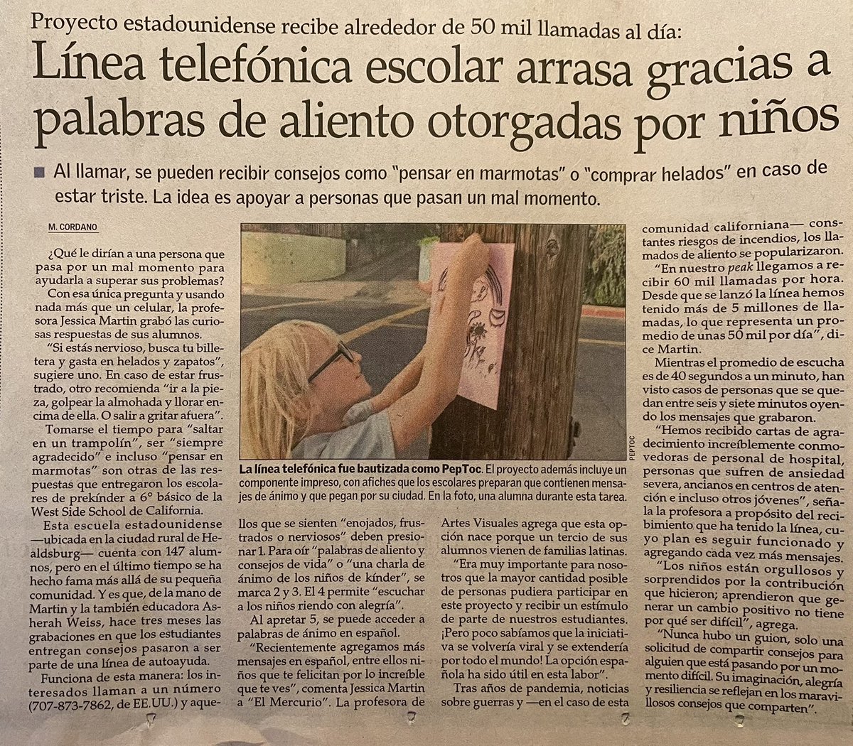 Yo_La_Tengo_'s tweet photo. Este proyecto es maravilloso!
Llamé y escuché, entre otros, el siguiente mensaje de los niños:
“Si te sientes triste ve a comprar unas donas” 🥹😍😃 #PepToc https://t.co/Gi9Wjis07C