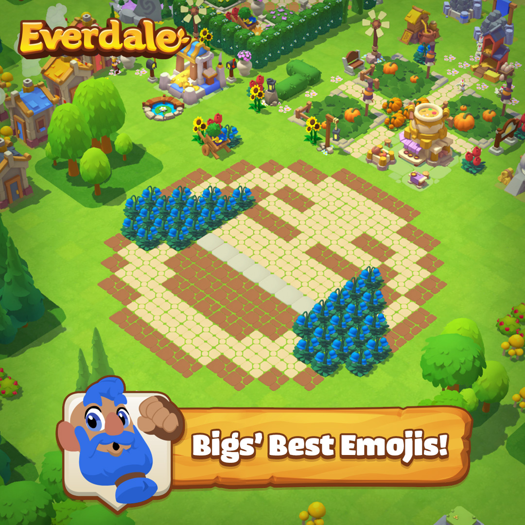 Everdale's tweet photo. Bigs loves those tiny emojis so much. Bigs wants to make them big like Bigs! Show Bigs your emoji building skills. 🔨😊 #Everdale #BigsBestBuilds #WorldEmojiDay https://t.co/8IekZdAzQ7