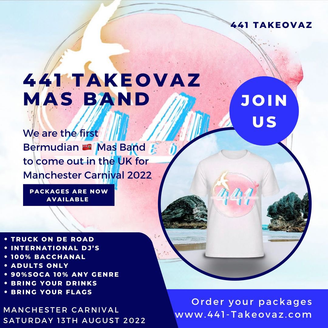 441Takeovaz's tweet photo. Book your packages now!!! π₯³π₯³π₯³π₯³
https://t.co/gieOsvVhVC
#bermuda #bermudaful #bermudaisanotherworld
#carnival #manchestercarnival #soca #socamusic
#socajunkie #fyp #viral #manchester #441takeovaz
#bermudamasband #summerfun https://t.co/7cqeJiyhUe