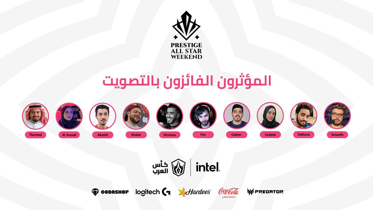 lolesports_ar's tweet photo. انتهت فترة التصويت لأقواس المؤثرين، وأنتم اخترتم العشرة اللذين سيشاركون في الحدث الرئيسي يوم 22 يوليو! 🔥

#AllStarMENA https://t.co/VkUx2oPfsm