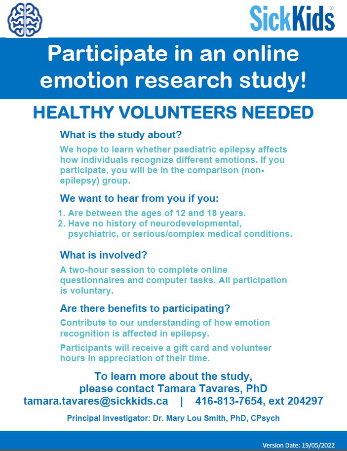 Tamara Tavares, PhD (@tamtav1) on Twitter photo We are looking for healthy adolescents who would like to participate in an online study about emotion recognition. To learn more about this study or to participate, please contact: tamara.tavares@sickkids.ca #MentalHealth #SKResearch We are looking for healthy adolescents who would like to participate in an online study about emotion recognition. To learn more about this study or to participate, please contact: tamara.tavares@sickkids.ca #MentalHealth #SKResearch