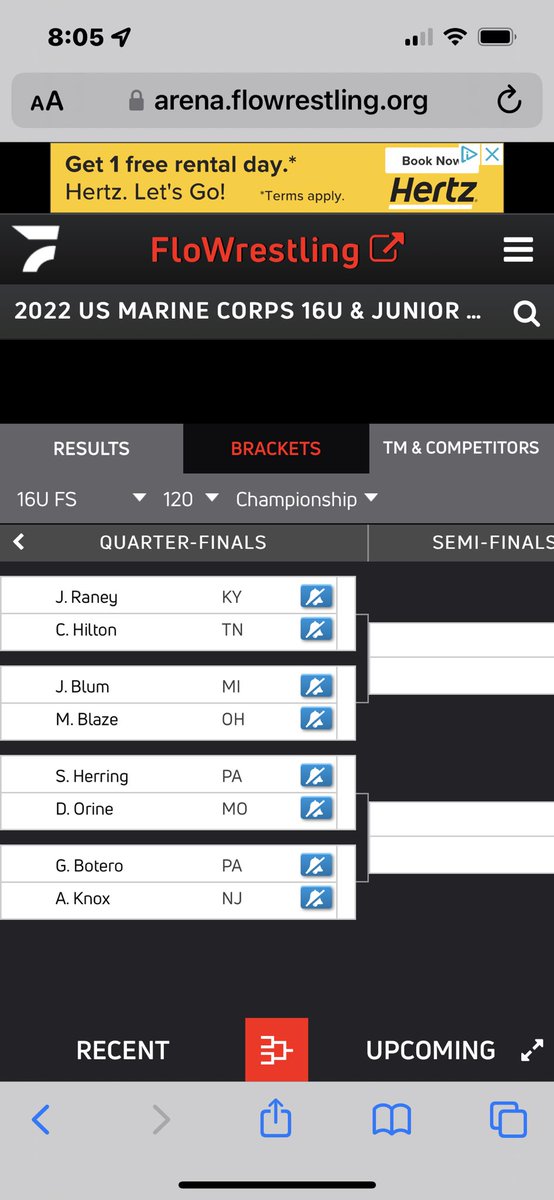 Jackson Blum advanced to the quarterfinals late yesterday!