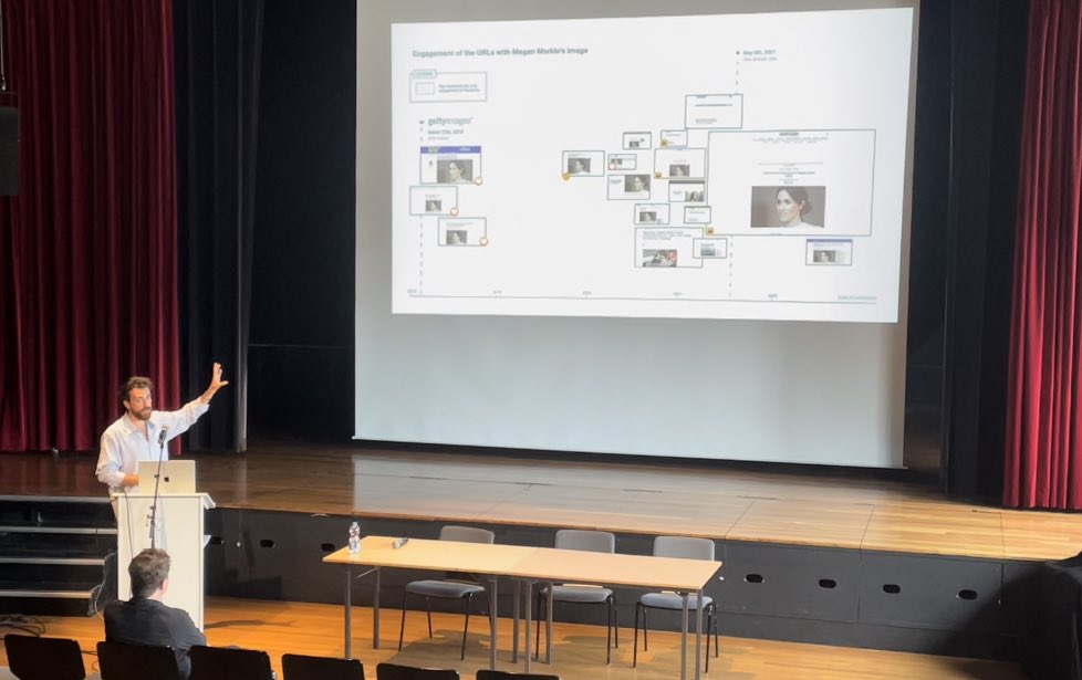 emanueleghebaur's tweet photo. “What is the secret behind Meghan Markle's healthy hair?” said Konstrakta at @Eurovision.  In 2nd week of #dmi22 we tracked visuals in analytics-driven news media to inquire the role of Generic Visuals in assembling publics through recontextualization. @giorgishka @Chanders https://t.co/kz4MBUoBeJ