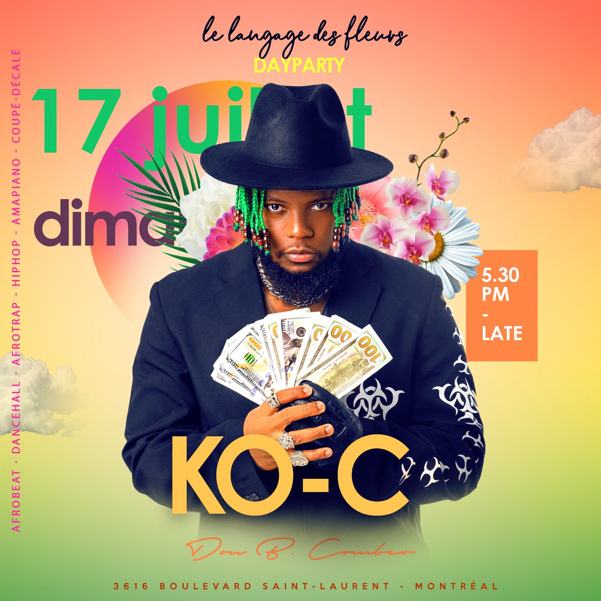 scofield_alex's tweet photo. 🚨 Announcement 🚨
Ce soir le @LangageDFleurs accueille dans son jardin l'artiste international #KoC pour une ambiance de malade avec plein d'aitres surprises au programme 🔥🔥🔥
🎶Tu auras l'argent ce soir alors? 🎶
#lelangagedesfleurs 🌹🌸🌻🌷 https://t.co/Q3DiIOb8LV