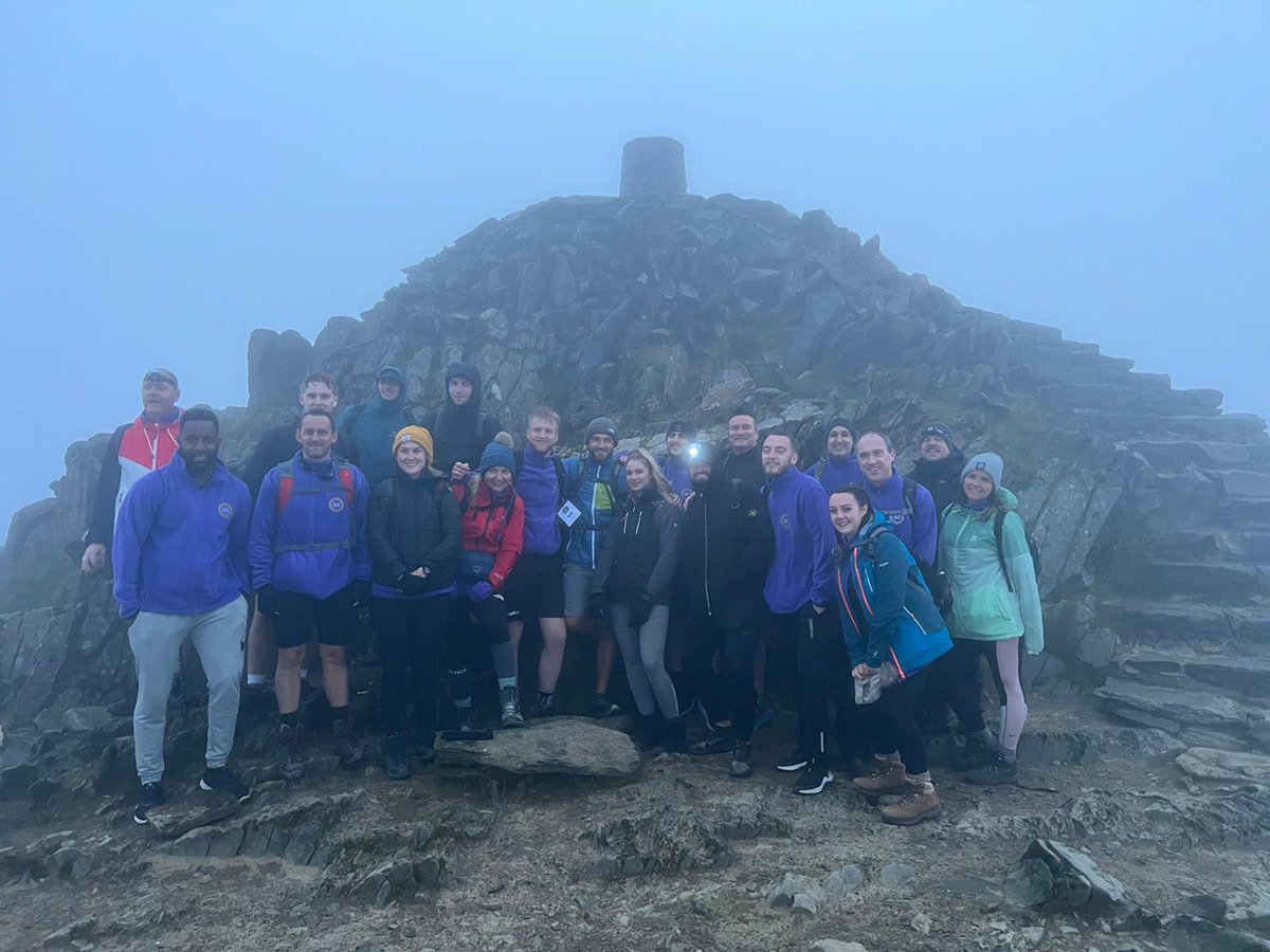 Congratulations to the team from #TogetherMoney on reaching Yr Wyddfa #Snowdon summit. Not much of a view but a touch challenge &amp; awesome #fundraising for #SeashellTrust #snowdonia #NorthWales