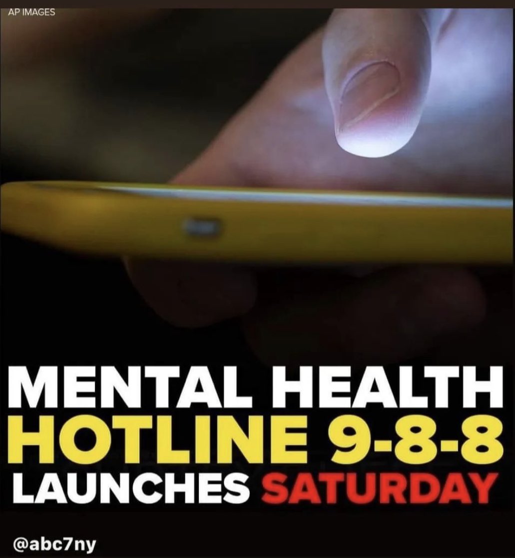 The Mental Health hotline has officially launched. This resource can save lives. Dial 9-8-8