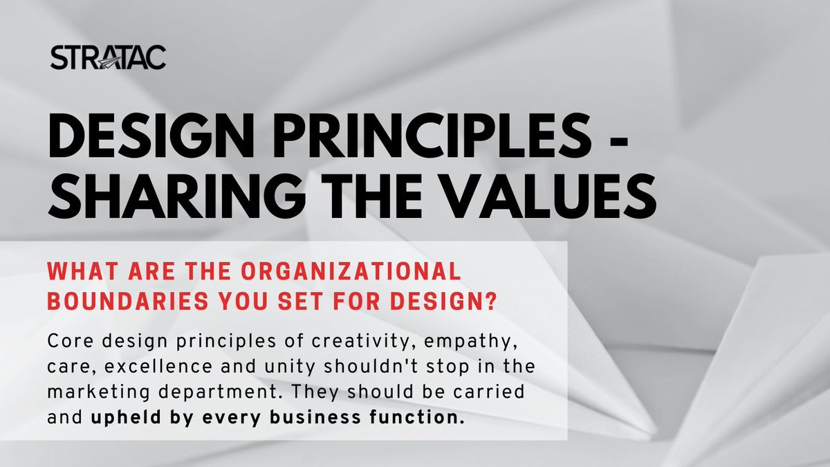 StratacM's tweet photo. Design shouldn’t end with pictures and typography. Let us help you figure out how to create design principles and values that will resonate with your team and customers. #STRATAC https://t.co/aVZxeUAmFc
