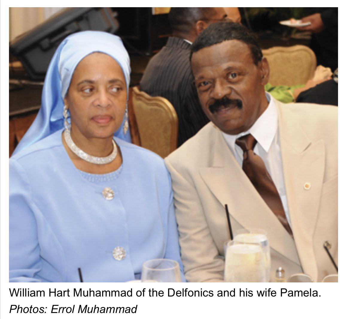 JehronMuhammad's tweet photo. Bro William #Poochie X Hart aka William Muhammad, song writer and lead singer of #Delphonics & lovely wife, former school teacher & #Philly #NOI Mosque #12 MGT Captain Emirates, Pamela Muhammad. Condolences to family. May Allah be pleased with Bro Wm. @cedricmuhammad https://t.co/aGuQVmONAE
