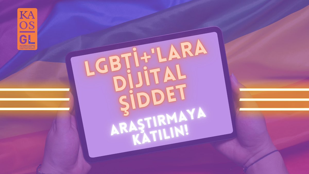 KaosGL's tweet photo. 📢 LGBTİ+'lara dijital şiddet araştırmamız başladı!

Nefret söylemi, ısrarlı takip, tehdit, şantaj, gizlilik ihlali… İnternette herhangi biriyle karşılaştığını düşünüyorsan araştırmamıza bekliyoruz!

Anket ➡️ https://t.co/cdviyAr6e7

Detaylar ➡️ https://t.co/QWDzsnDMIL https://t.co/GIvEaXELBe