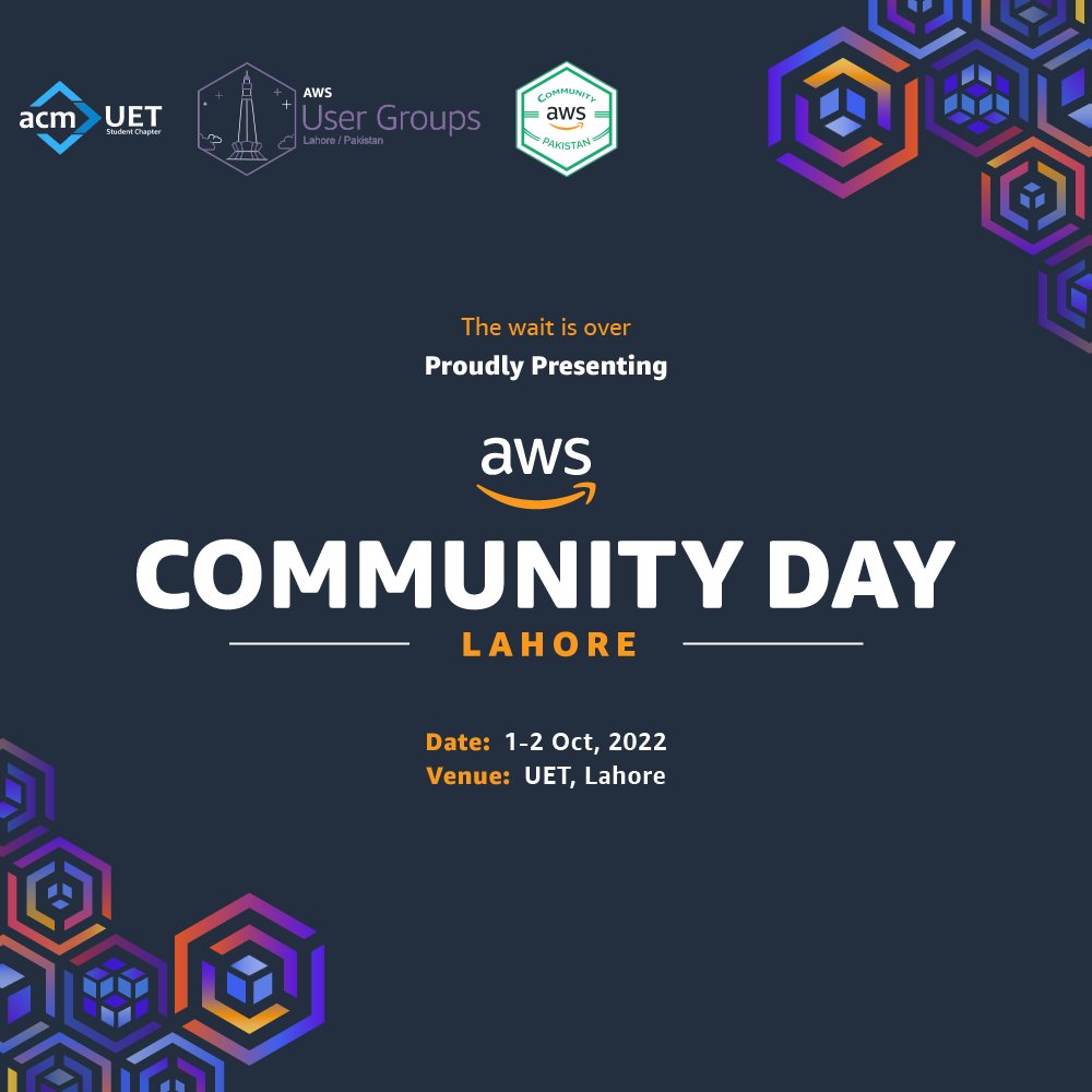 AWSCommunityPK's tweet photo. Once Again, The wait is over.

AWS Community Pakistan/AWS User Group Lahore in collaboration with ACM UET Lahore is here with *AWS Community Day Lahore 2022* 

Get Yourself Registered at:

https://t.co/MITz4rOyPb https://t.co/i1e1KO3LlG