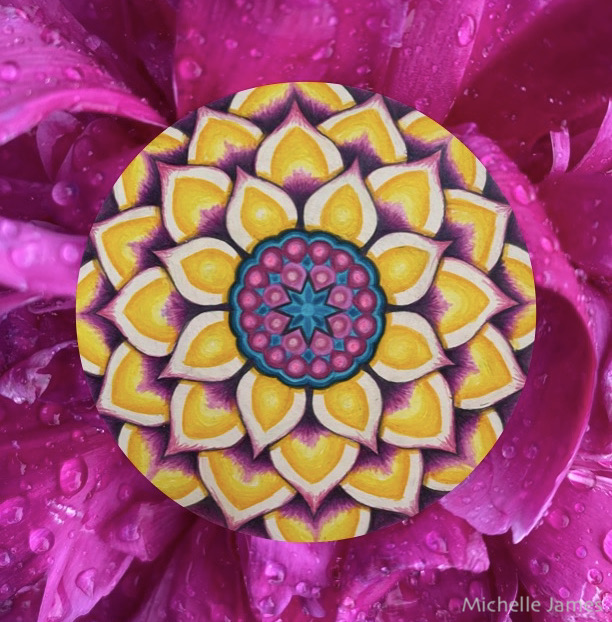 CreatvEmergence's tweet photo. Had fun going through my photos to find a nature picture to go with my latest mandala #prismacolorpencils #originalart #meditativepractice https://t.co/pnUDmOgoKY