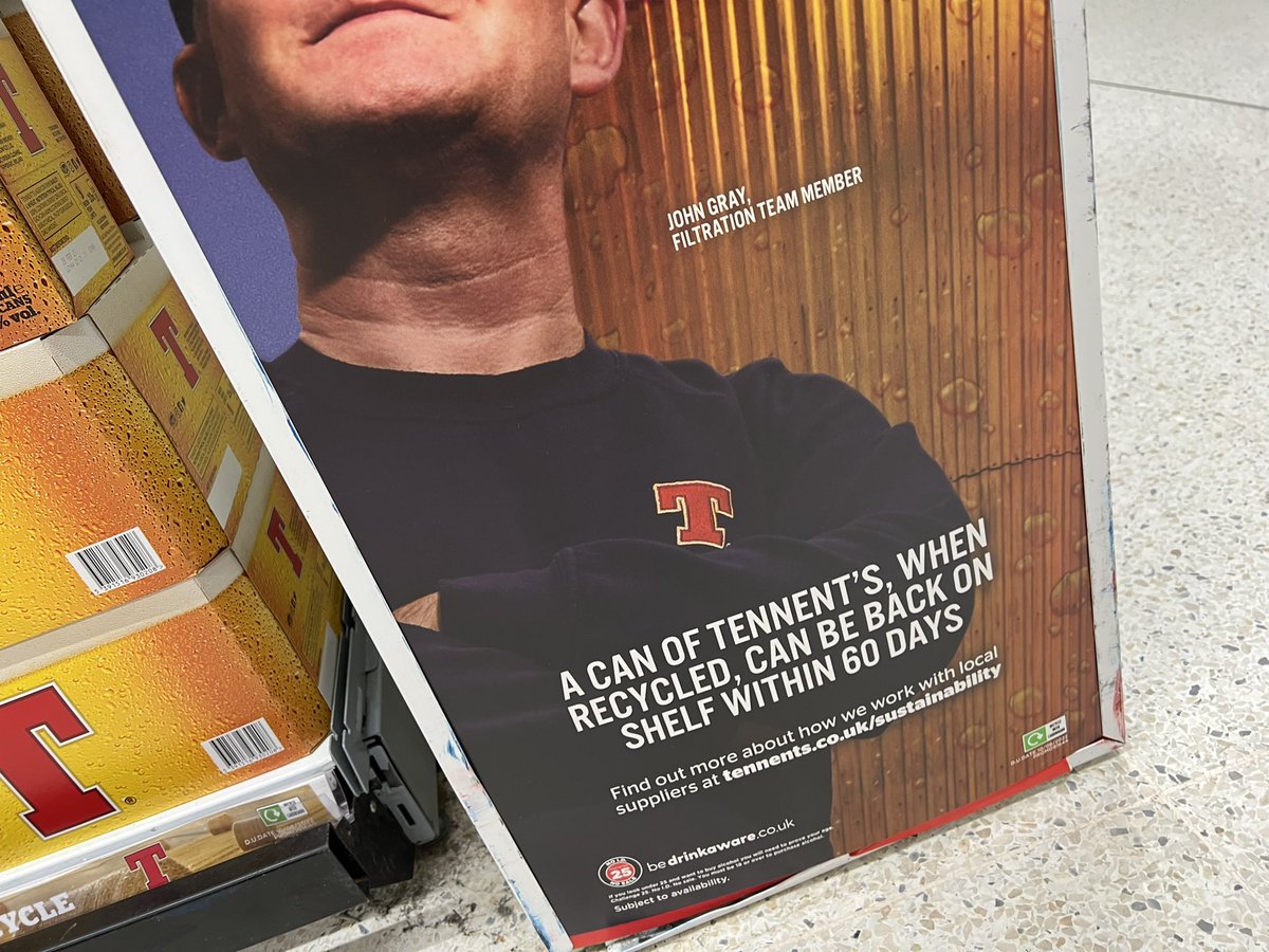 agendascotland's tweet photo. The power of brands driving #sustainability brought to life by Scotland’s iconic @TennentsLager & @TheVeganSociety approved Tennents Light. As @ScottishEPA Sustainable Growth Agreement lead this is great to see. 👏👏 #LivingYourValues #NetZero #ScotlandIsNow #Zerowaste https://t.co/HSUrTC2huu