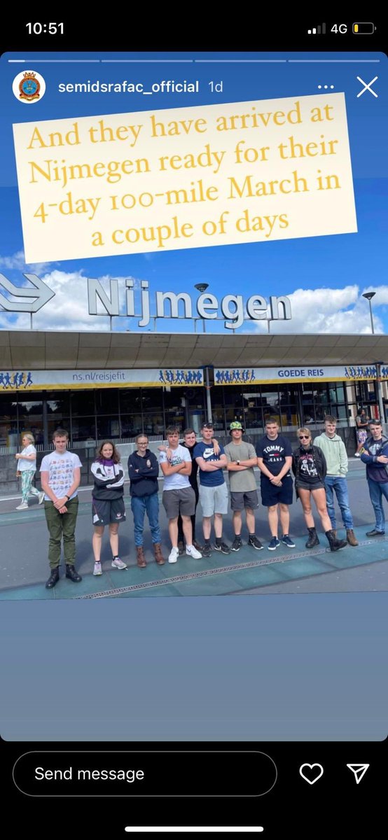 Good luck to Cpl Rory Buttery on getting to Holland 🇳🇱 to do the 100 miles March  in Holland as part of the South and East Midlands Wing Air Cadets team lots of practice to get to this point