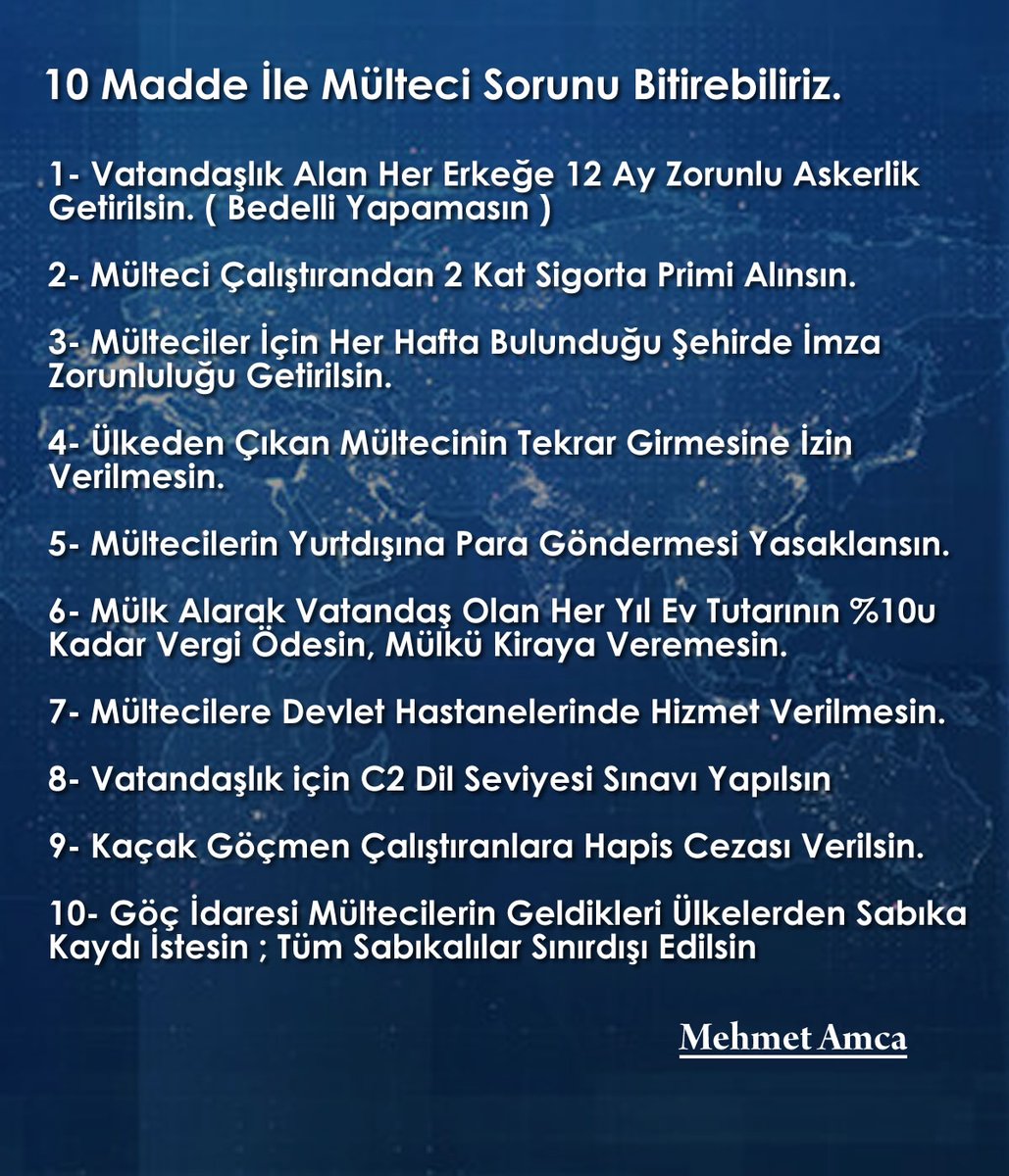 Sadece 10 Madde İle Mülteci ve Sığınmacı Sorununu Sona Erdirebiliriz. Tüm Siyasilere Kişisel Önerimdir.

#MuelteciistilasınaSon #Sığınmacıİstemiyoruz  
@umitozdag @kilicdarogluk @mansuryavas06 @ekrem_imamoglu  @meral_aksener @herkesicinCHP @iyiparti